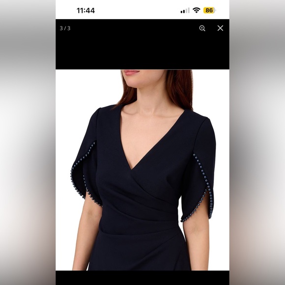 Adrianna Papell
Stretch Pearl Trimmed V-Neck Short Tulip Sleeve Gown size 10 - Picture 2 of 8